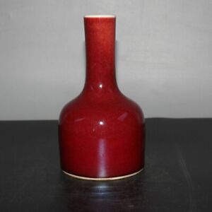 Chinese Old Porcelain Ox Blood Red Glaze Vase Kangxi Mark