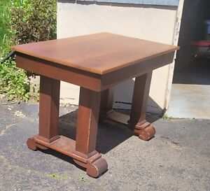 Antique Solid Mahogany Quaterswan Library Desk Talbe Signed Lord Table