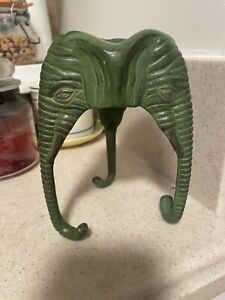 Vintage Bronze Elephant Tripod Incense Burner Ashtray Green Unique