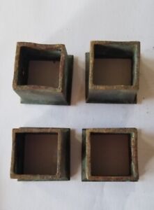 Lot Of 4 Vintage Brass Cover Cap Table Chair Legs 1 H Square Shape 5 Oz