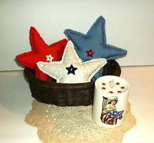 Primitive Americana July 4th Grouping Home Decor D Fabric Stars Led Candle