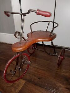 Antique Iron And Wood Vintage 3 Wheel Bike