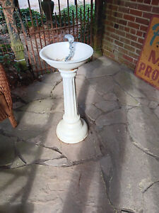 Vintage Porcelain Water Pedestal Drinking Fountain