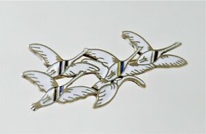 Erik Magnussen For Dragsted Sterling Silver Enameled Brooch Flying Geese 1935