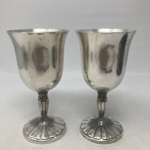 A Beautiful Pair Of Vintage International Silver Co Goblets 6in Tall