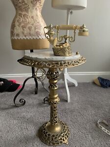 Rare Antique Brass And Marble Sultan S Phone Table