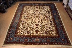 Hand Made9 X 12 Ft Hand Knotted Wool Rug Pictorial Floral Hunting Design