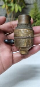 Collectible Old Handcrafted Brass Lamp Holder Lamp Socket With On Off Knob