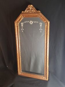Antique 1920 S Etched Glass Gold Gilded Mirror With Provenance