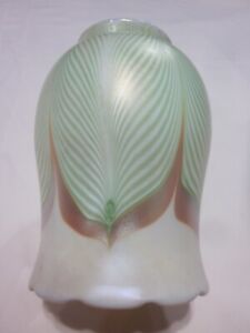 Tiffany Steuben Pulled Feather Fine Vintage Aurene Art Glass Tulip Lamp Shade