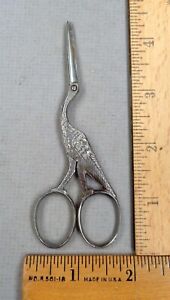 Figural Bird Scissors 2 Antique Sewing Item Victorian Era Embossed Design