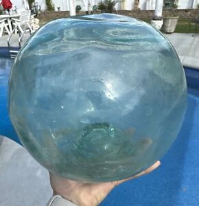 Lg 11 Vintage Japanese Old Maritime Salvage Nautical Glass Fish Net Float Ball
