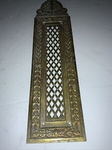 Old Brass Finger Plate Push Door Handle Lattice Art Nouveau 9 1 4 2 1 2