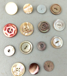 Lot Of 15 Mother Of Pearl Mop Shell Antique Victorian Buttons