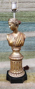 Neoclassical Artemis Or Diana Greek Or Roman Bronzed Goddess On Pillar Base