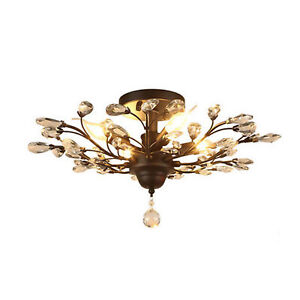 Retro Classic Branches Crystal Black Chandelier Vintage Ceiling Pendant Lamp