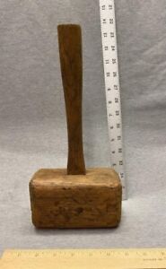 Antique Vintage Primitive Wood Wooden Mallet Hammer 12 Collectible Tool