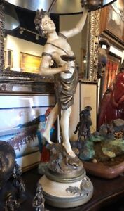 L F Moreau Signed French Figural Table Lamp