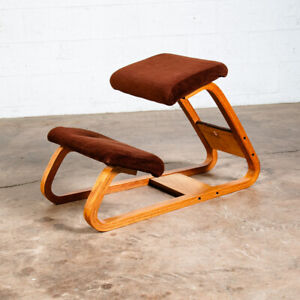 Mid Century Modern Kneeling Chair Peter Opsvik Stokke Bentwood 80s Brown Vintage