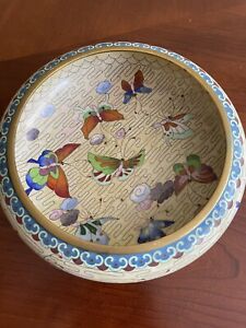 Cloisonne Vintage Chinese Butterfly Bowl