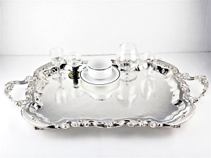 Fb Rogers Silver Footed Butler Tray Tea Cocktail Serving Buffet Platter 6377