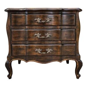 Baker Furniture French Walnut Bombe Style Accent Chest Of Drawers With Gilt Trim