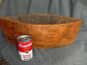 Large Primitive Hand Carved Boat Shaped Table Centerpiece Bowl