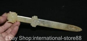 4 8 Rare Old Chinese Hetian Jade Carving Palace Dragon Beast Dagger Sword