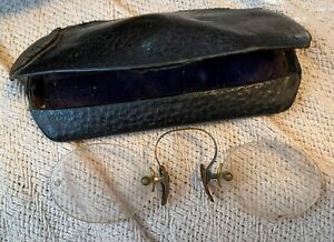 Antique Pince Nez Eyeglasses Spectacles Early 1900 S With Case