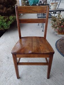 Refinished Antique Oak Childrens Elementary Grade School Desk Chair