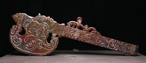 9 Old Dynasty Natural Hetian Jade Dragon Beast Phoenix Bird Pattern Axe Weapon
