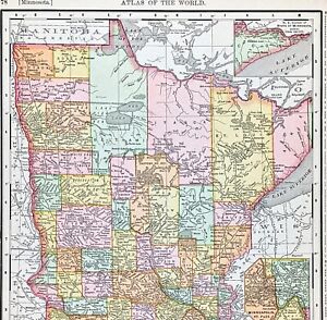 1895 Minnesota Map St Paul Minneapolis Duluth Superior Winona Itasco St Cloud