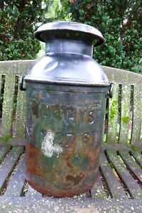 Antique Steel Nyc Milk Can F H Hysell 516 W 27th St Nyc 