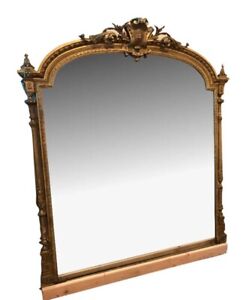Antique Neoclassical Gilded Pier Mercury Mirror Very Large Distressed 