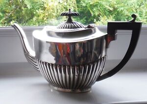 Antique Silver Plated Half Reeded Teapot C1900