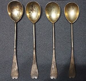 Antique Silver Tea Spoons 84 Standard With Monogram Imperial Russia