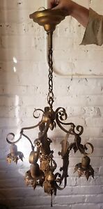 Antique Chandelier Hanging Light Fixture Renaissance Midieval Gothic