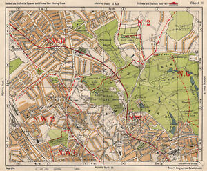 Nw London Golders Green Hampstead Child S Hill Cricklewood Bacon 1933 Map