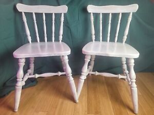 White Antique Finish Oak Chairs