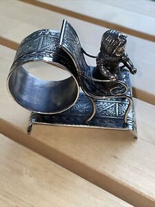Antique Victorian Figural Silverplate Napkin Ring Middletown 98 Sleigh Girl