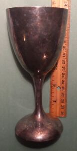Vintage International Silver Co 6 Silver Goblet Smooth Stemmed Wine Cup