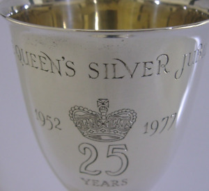 Mint English Solid Sterling Silver Goblet Silver Queens Jubilee 1977 Royal 166g