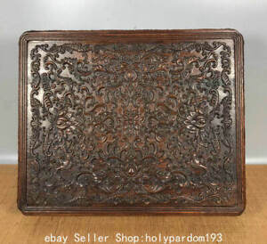 14 4 Old Chinese Huanghuali Wood Carving Flower Storage Jewelry Box