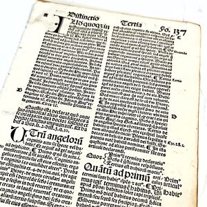 Rare Medieval 1510 Renaissance Reformation Era Christian Theology Book Leaf B