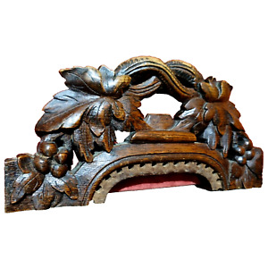Scroll Branch Wood Carving Pediment 11 In Antique French Architectural Salvage