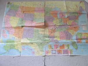Vintage United States Map American Map Co Large Wall 48 X 33 Colorprint