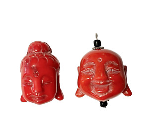 Red Coral Buddha Head Pendant