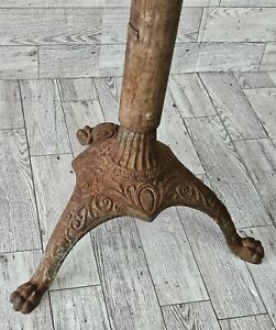 Vtg Claw Foot Cast Iron Table Base Stand 3 Leg Feet Pedestal Cast Iron 