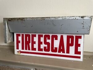 Antique Industrial 2 Sided Fire Escape Sign Electrified