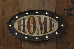 Home Led Sign In Rustic Tin Battery Operated